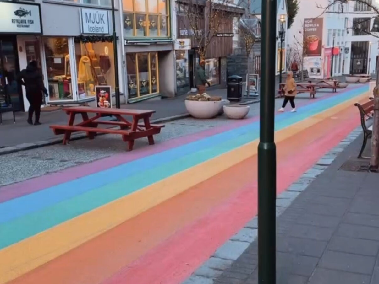 Reykjavik city street in winter